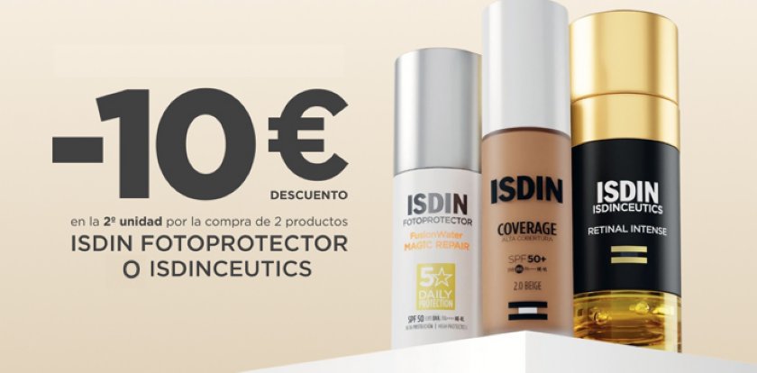 10€ de dto en la 2ªud  en Isdin Fotoprotección e IsdinCeutics