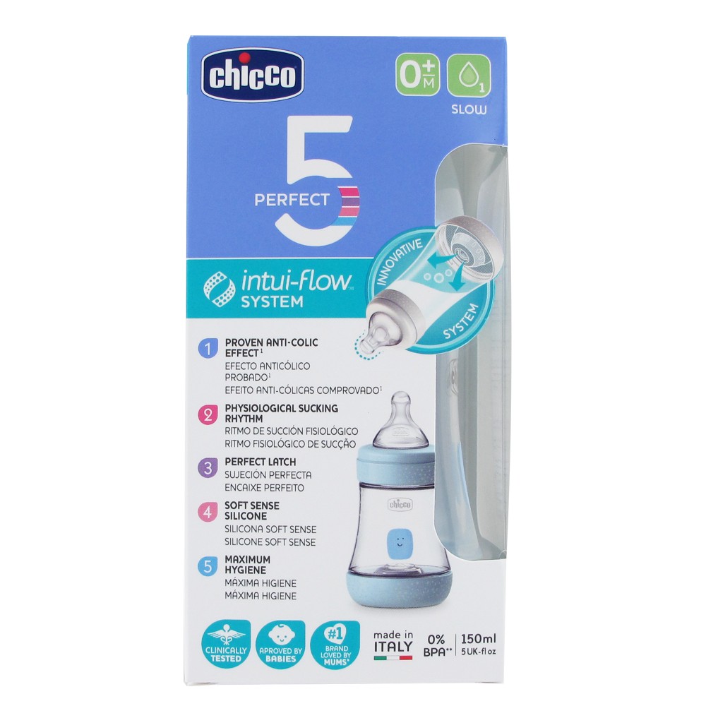 Chicco Biberon  Perfect5 flujo lento azul 150ml