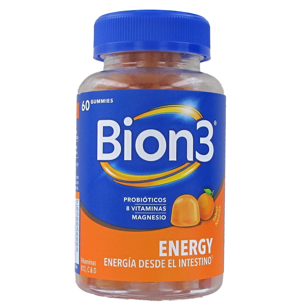 Bion3 Energy 60 Gummies Sabor Naranja.
